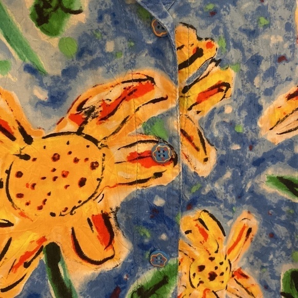 Vintage JAMS WORLD Women Floral Sunflower Button Short Sleeve Top Size Medium - Picture 9 of 9